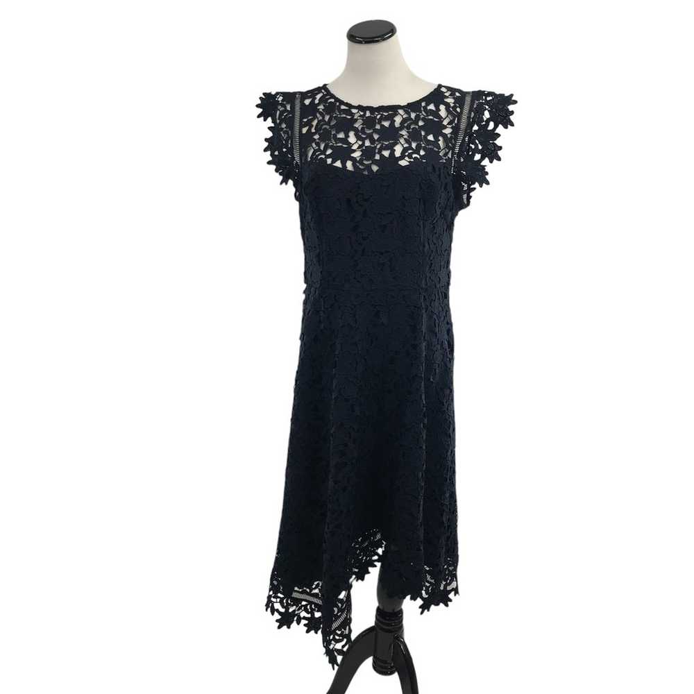 Eliza J Navy Blue Lace Asymmetric Cocktail Dress - image 6