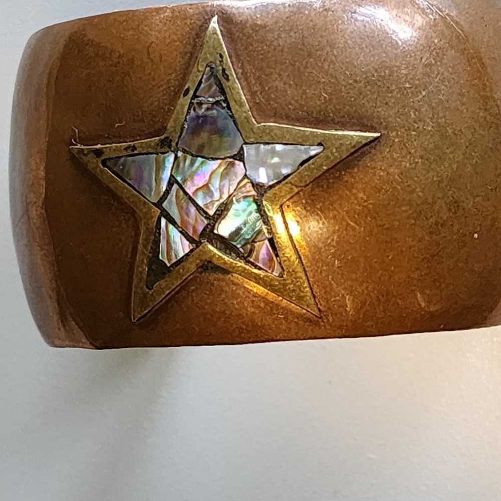 Vintage Copper Cuff with Abalone Star Artisan Mad… - image 2