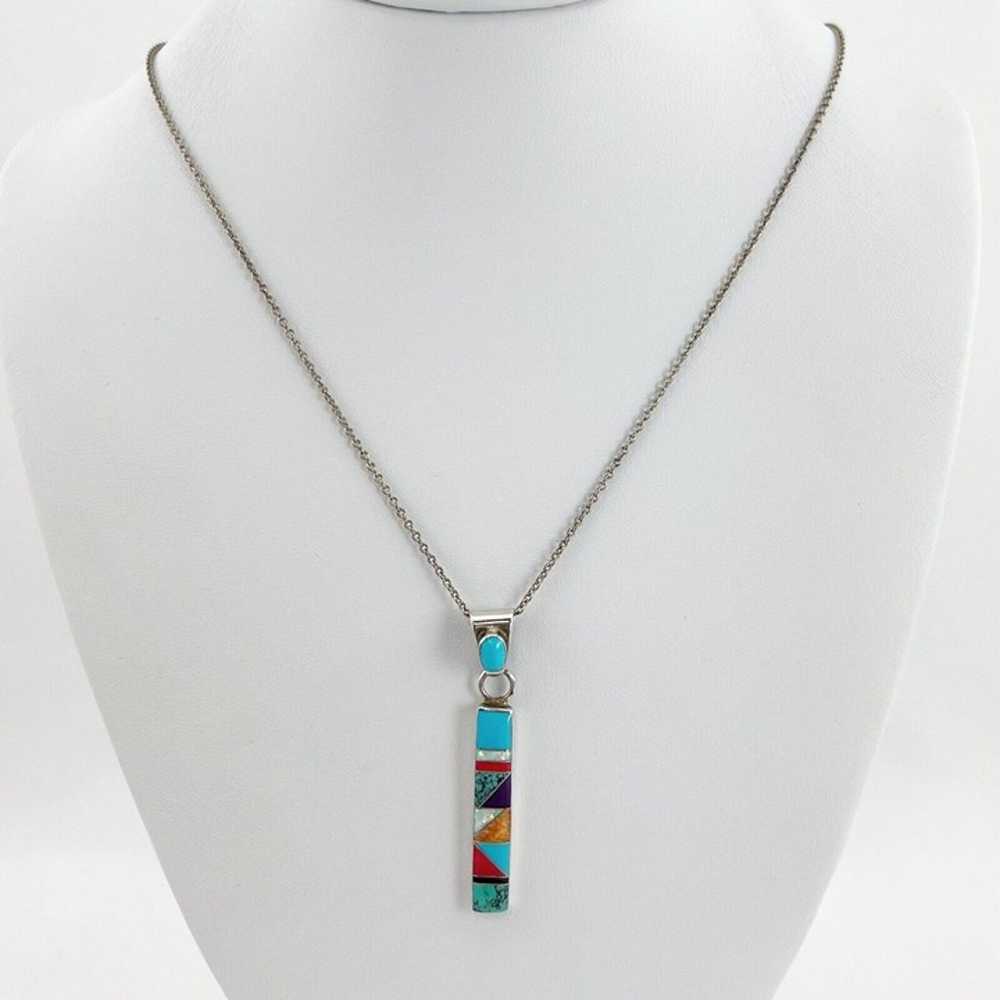 Southwestern Turquoise Multi Stone Sterling Silve… - image 2