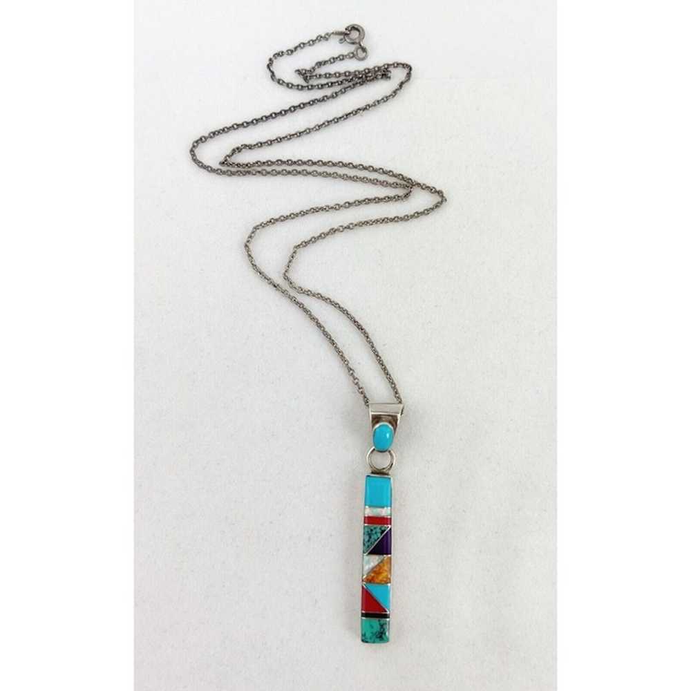 Southwestern Turquoise Multi Stone Sterling Silve… - image 3