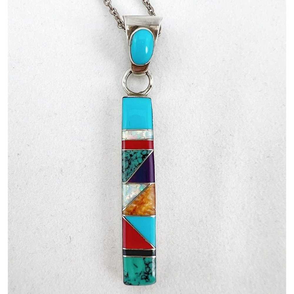 Southwestern Turquoise Multi Stone Sterling Silve… - image 4