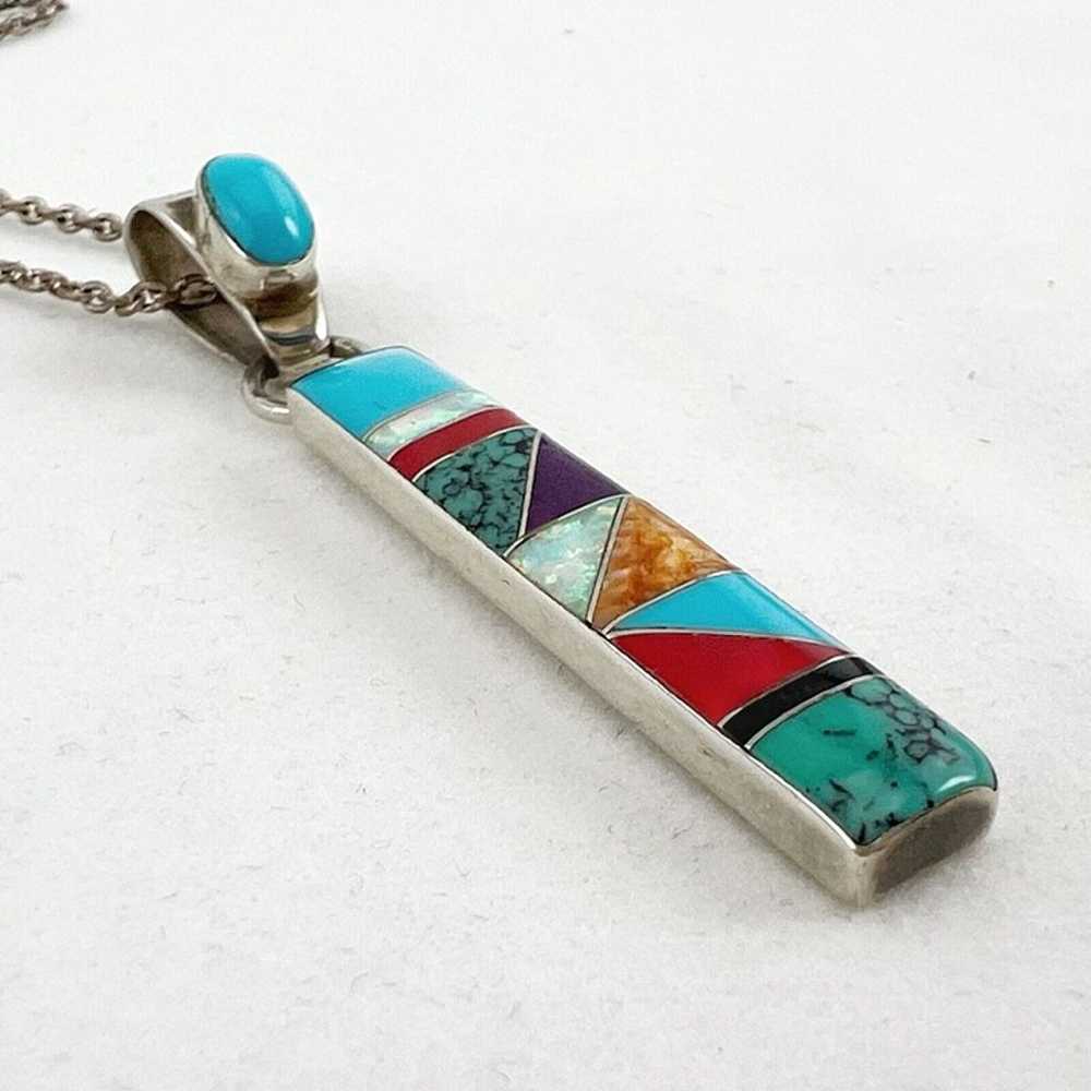 Southwestern Turquoise Multi Stone Sterling Silve… - image 5