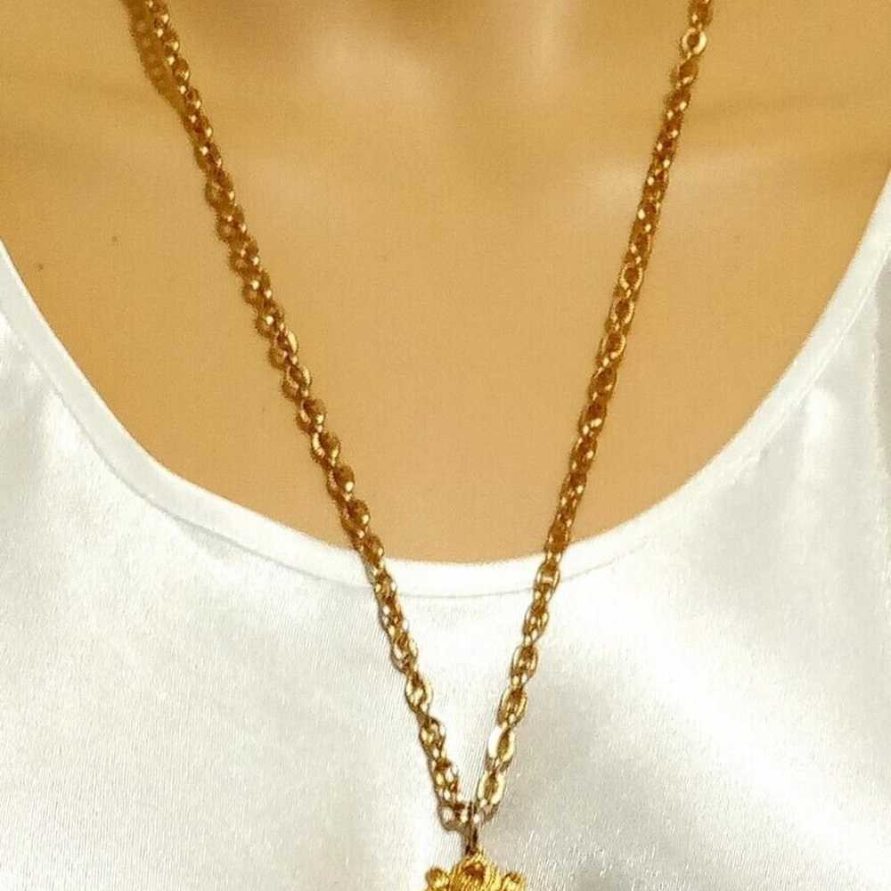 Vintage Gold Chain Link Art Pendant Statement Nec… - image 4