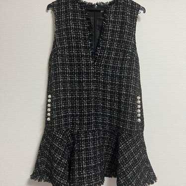 Black Tweed Sleeveless Mini Dress