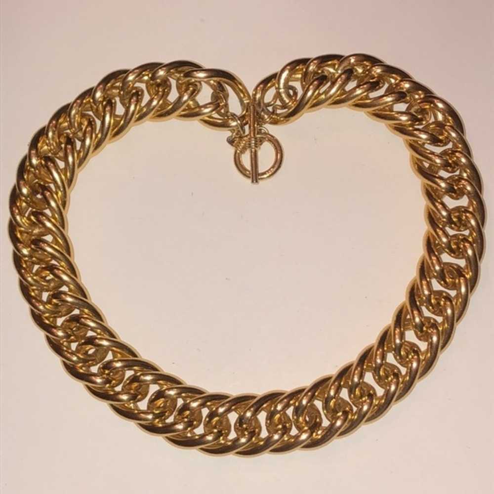 Vintage Gold Tone Chunky Link Chain Toggle Closur… - image 1