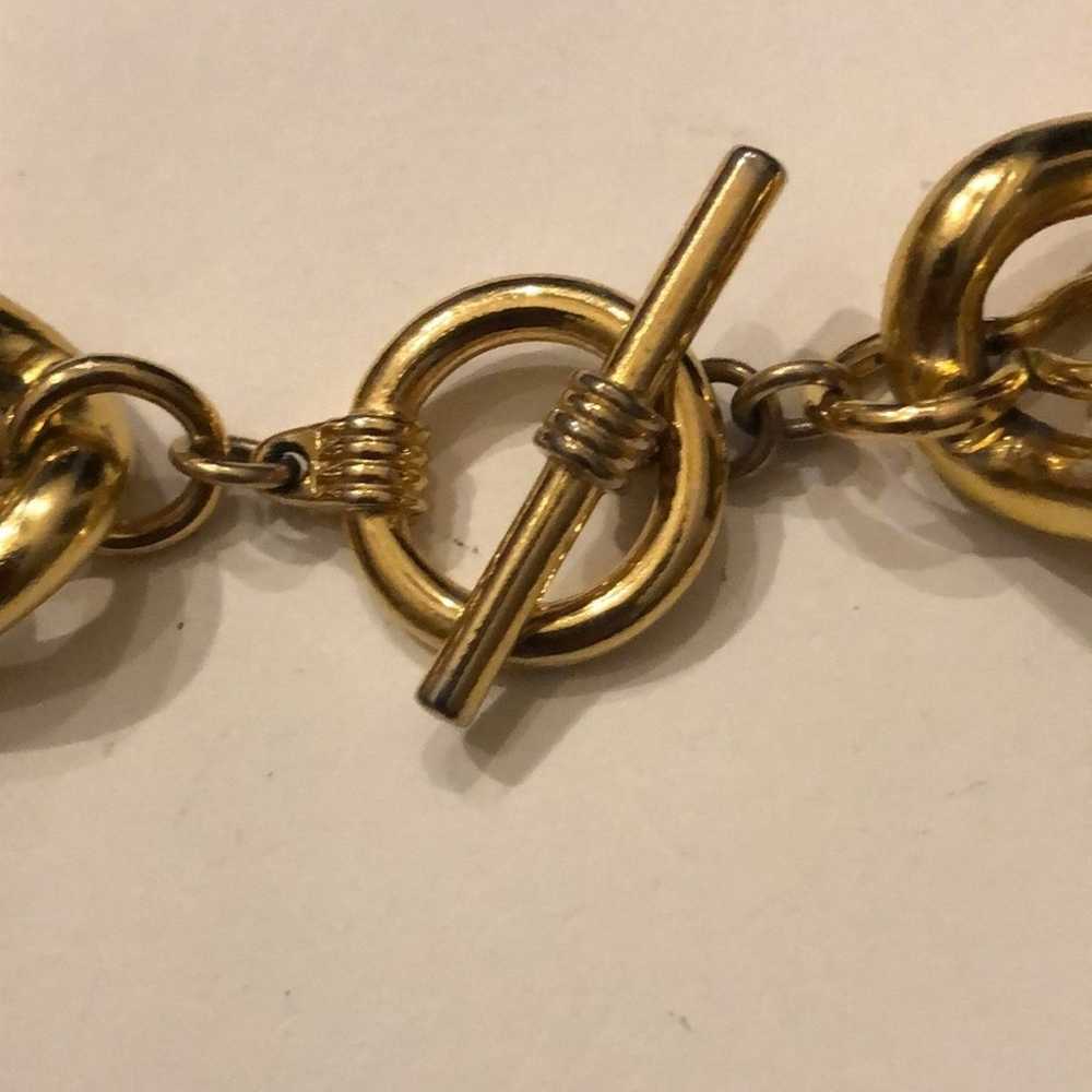 Vintage Gold Tone Chunky Link Chain Toggle Closur… - image 6