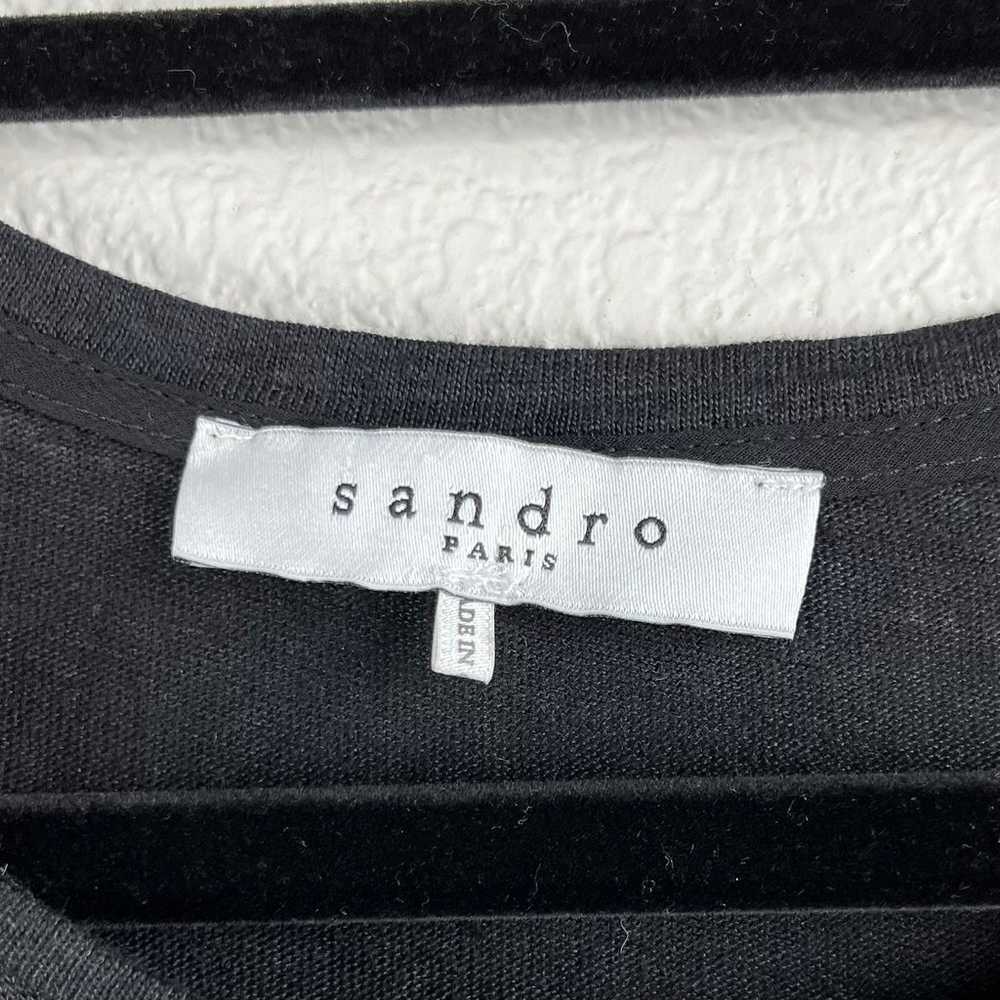 Sandro Black Linen Mid Length Short Sleeve Mesh I… - image 3