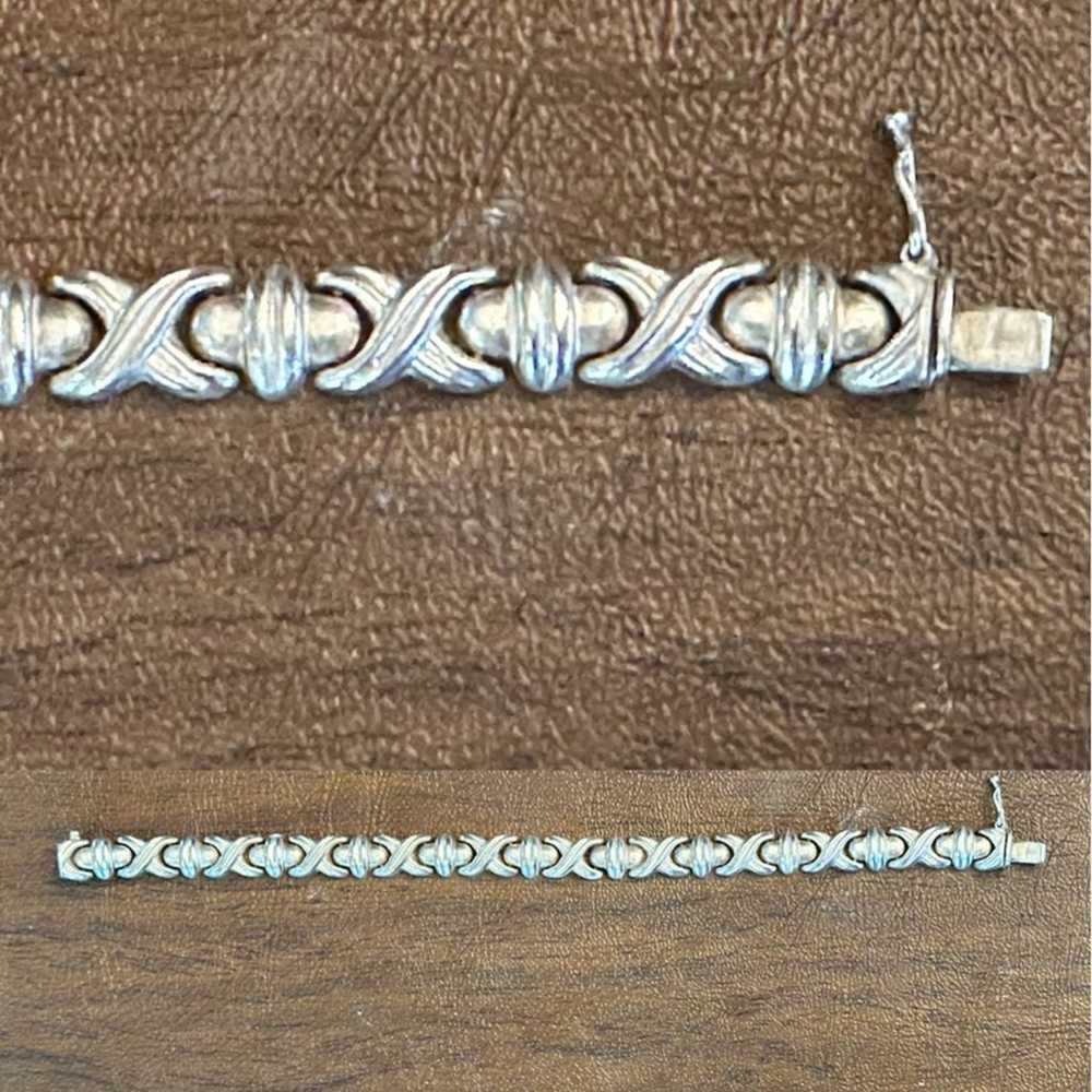 Vintage Italy 925 Sterling Silver XOXO Style Brac… - image 2