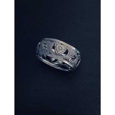 Vintage Sterling Silver Hearts Scroll Ring