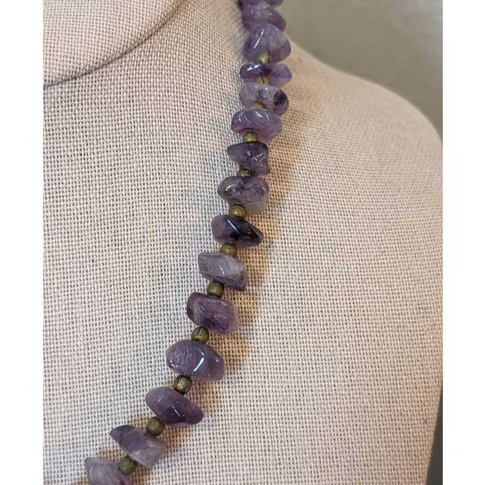 Vintage Natural Amethyst Chip Barrel Clasp 16" Ne… - image 2