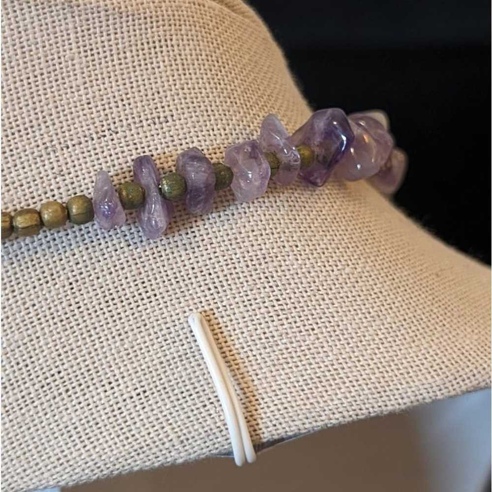 Vintage Natural Amethyst Chip Barrel Clasp 16" Ne… - image 3