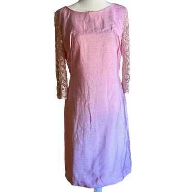 60's VINTAGE | Pink Boatneck Sheath Dress with Je… - image 1