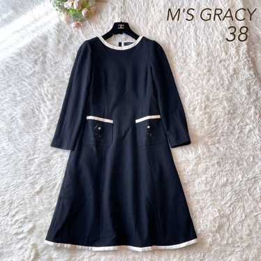 M'S GRACY Knit Jersey Wool Blend Dress Black 38 - image 1