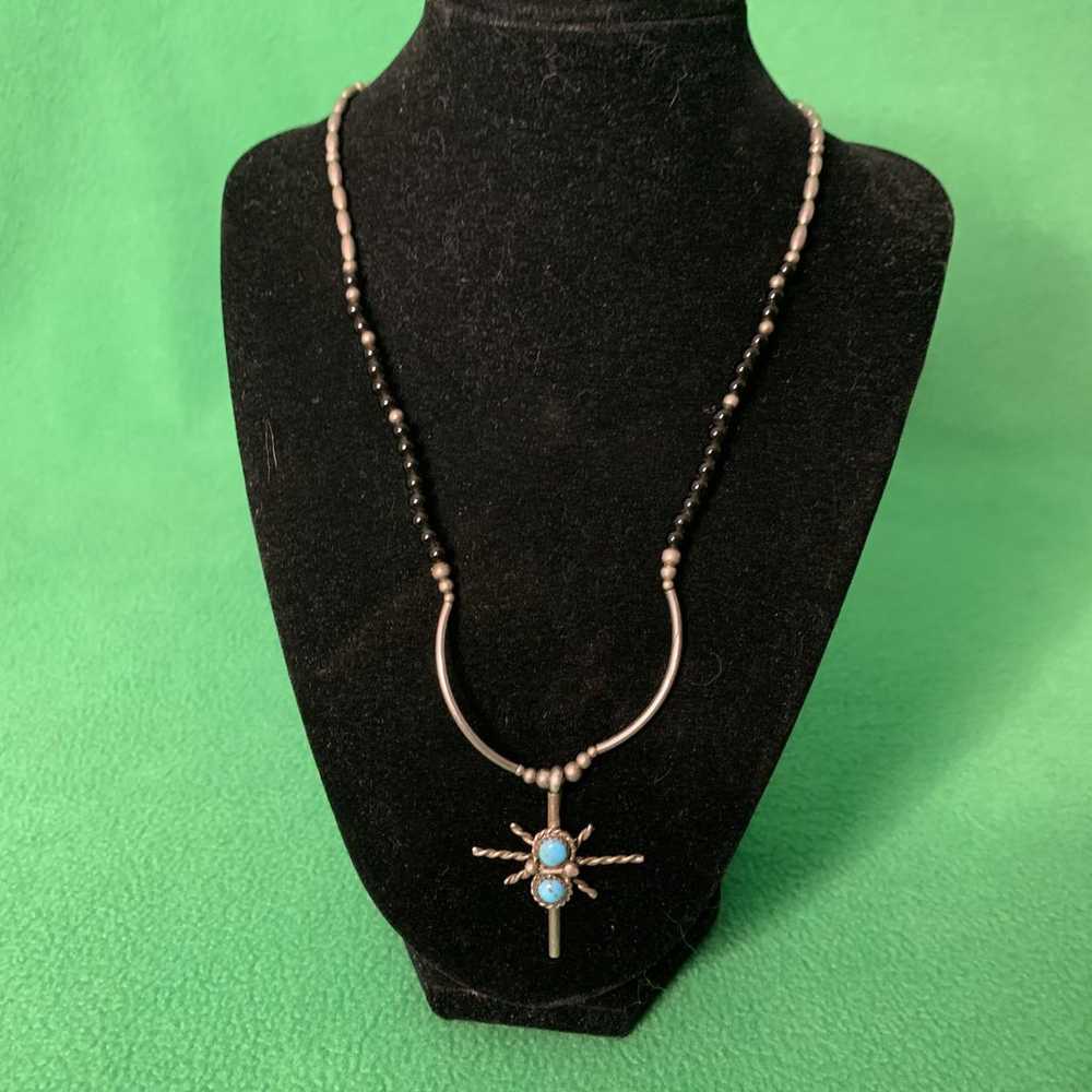 Stylish Vintage Sterling Silver  Turquoise Cross … - image 2