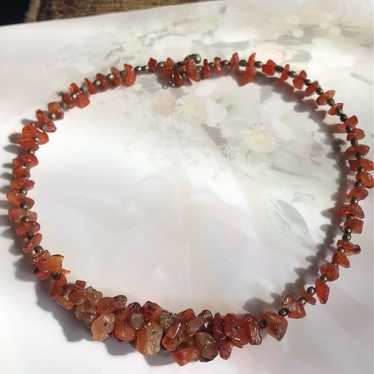 Vintage Semi-Precious (coral) Stones Chunky Neckla