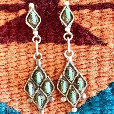 Old Pawn Zuni Turquoise Needle Point earrings - image 1