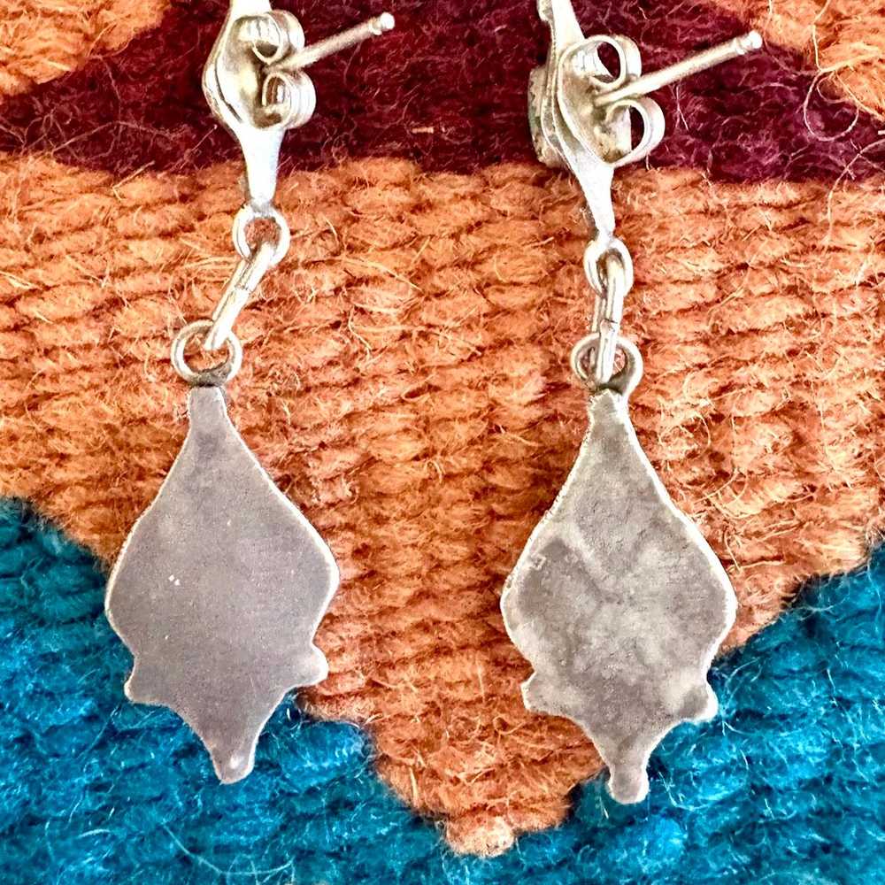 Old Pawn Zuni Turquoise Needle Point earrings - image 2