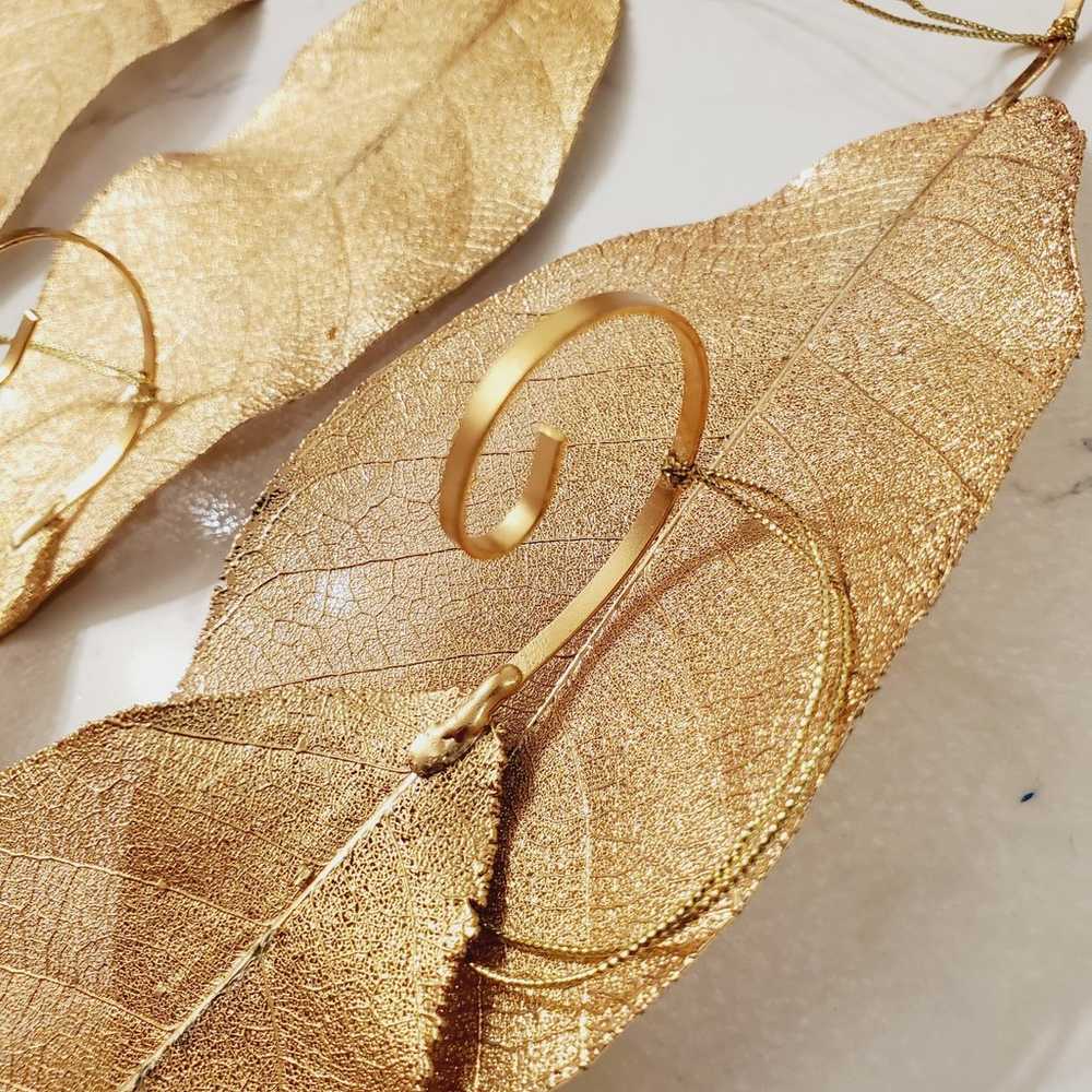 Vintage 11 pc Gold Dipped Leaves Christmas Orname… - image 4