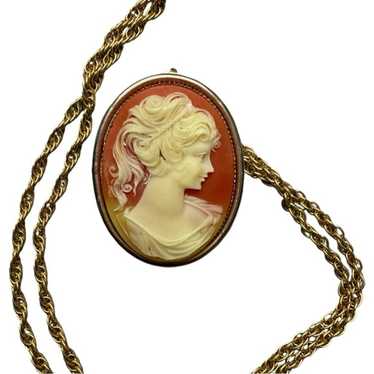 Rare vintage outlet cameo soild perfume locket/necklace