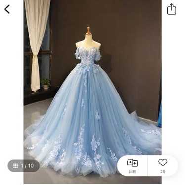 Off-shoulder light blue dress