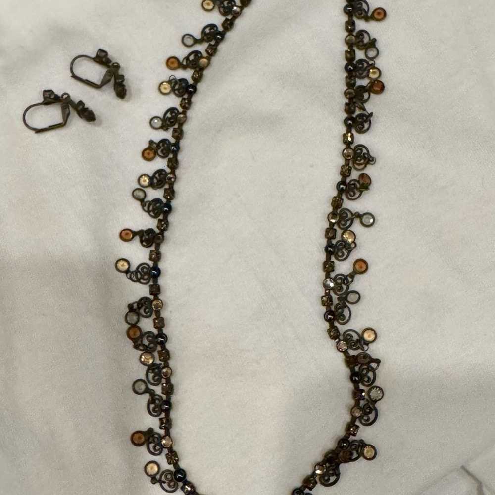 Vintage Sorelli Brown Crystal Necklace & Earring … - image 3