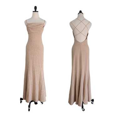 Vintage Prom Dress Maxi Gown 90s Y2K Glitter Backl