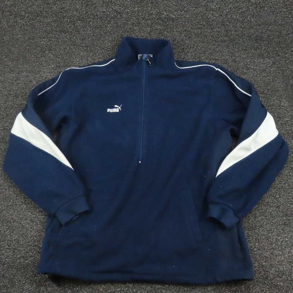 Puma Navy Blue and White Fleece Mock Neck 1/2 Zip… - image 1