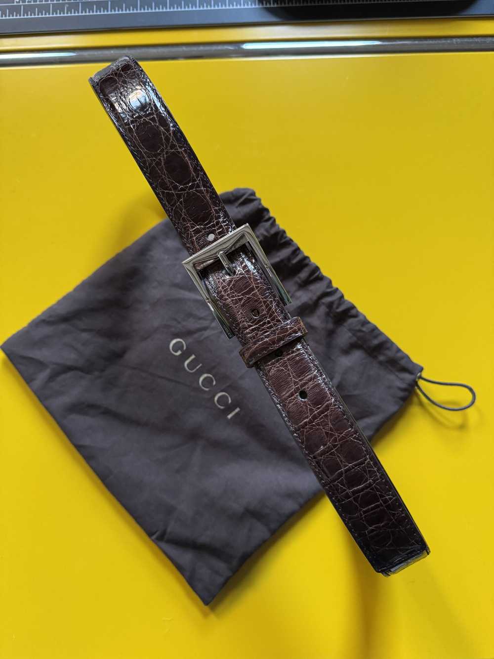 Gucci Gucci Crocodile Belt Brown Leather Size 90 - image 1