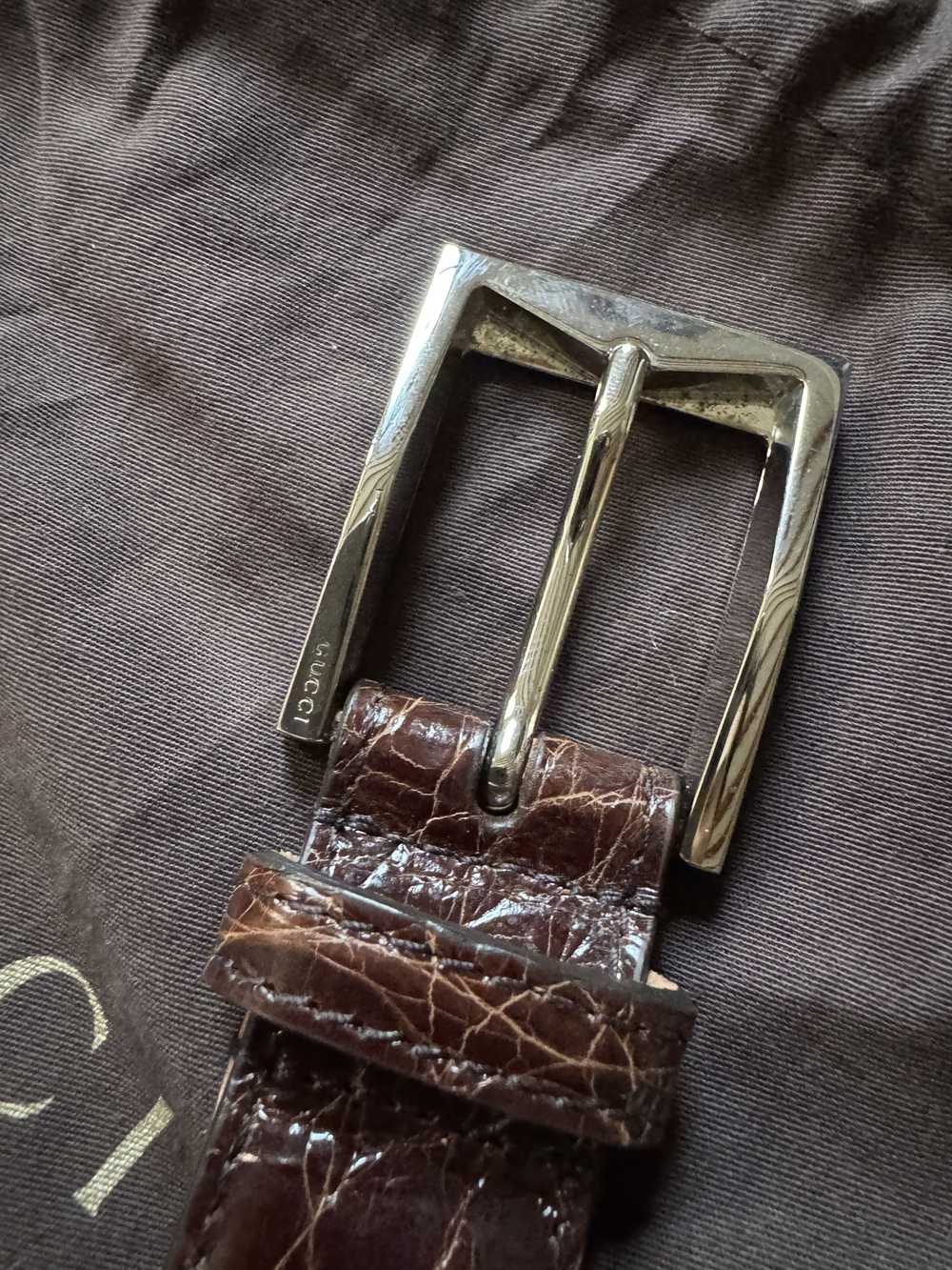 Gucci Gucci Crocodile Belt Brown Leather Size 90 - image 2