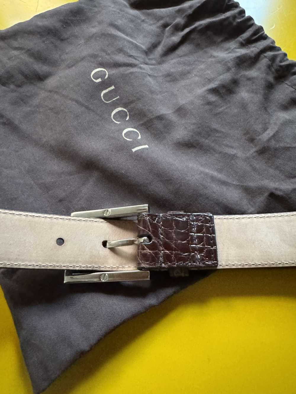 Gucci Gucci Crocodile Belt Brown Leather Size 90 - image 4