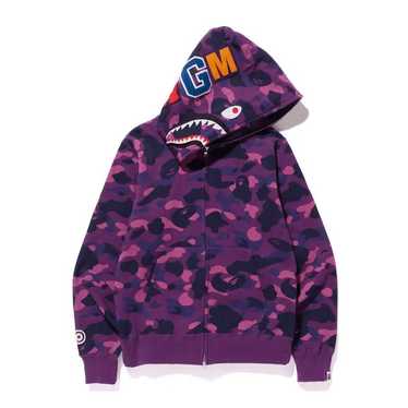 Bape Shark Full Zip Hooded Sweatshirt Camo Purple - image 1