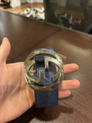 Gucci Gucci Navy Belt with Classic Gucci Buckle