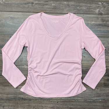 Soft Surroundings Pink LS Shirt Top Ruched Sides … - image 1