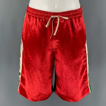 Gucci Red Beige Graphic Acetate Shorts - image 1