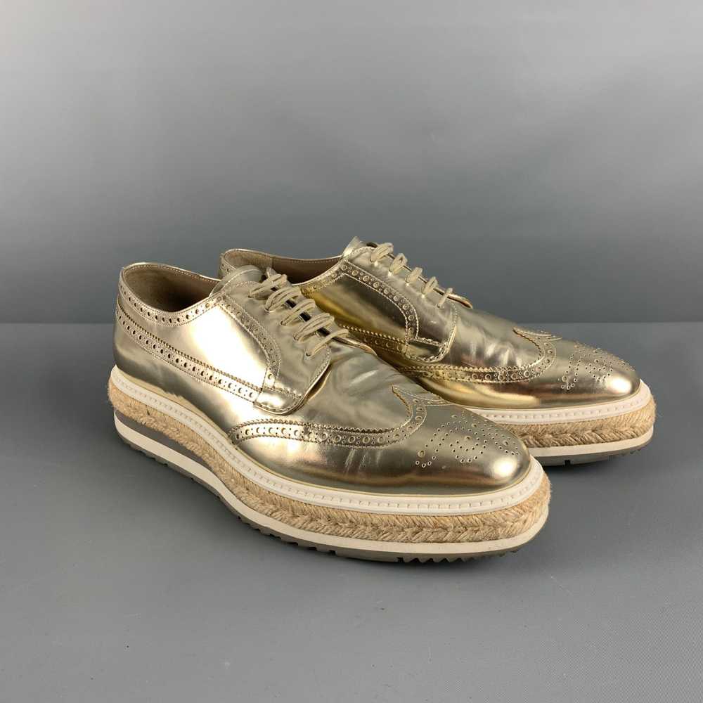 Prada PRADA Size 10 Gold Perforated Leather Platf… - image 1