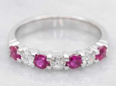 White Gold Diamond and Ruby Wedding Band - image 1