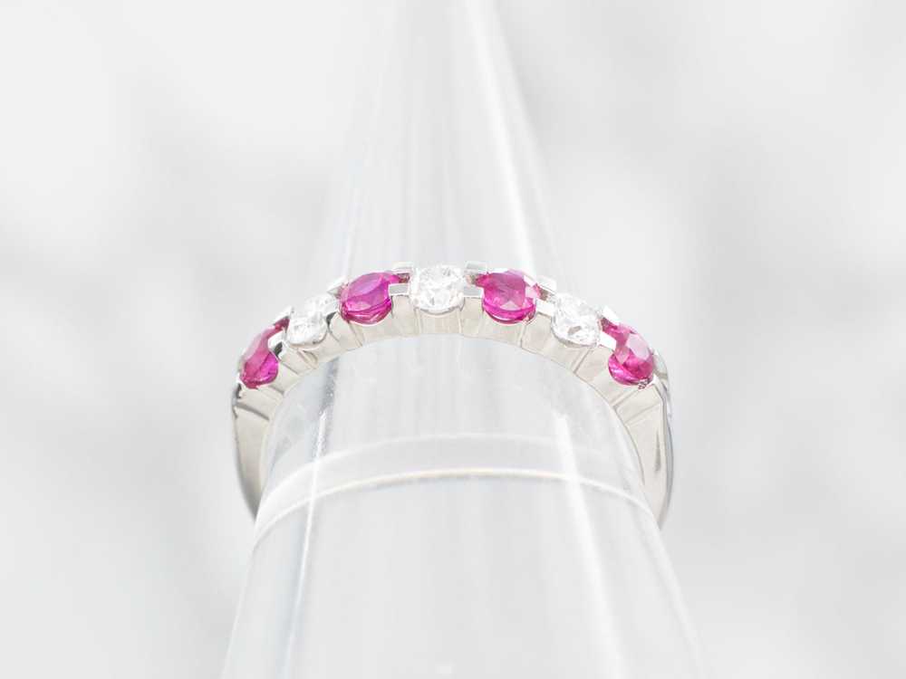 White Gold Diamond and Ruby Wedding Band - image 3