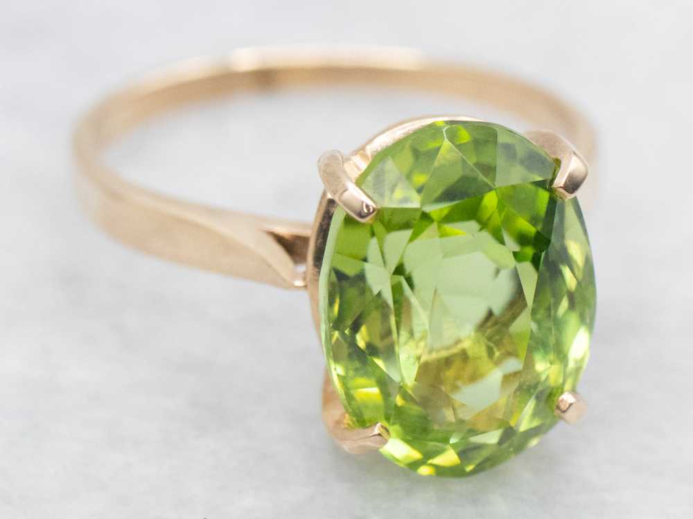 Peridot Solitaire Ring in Four-Prong Setting - image 2