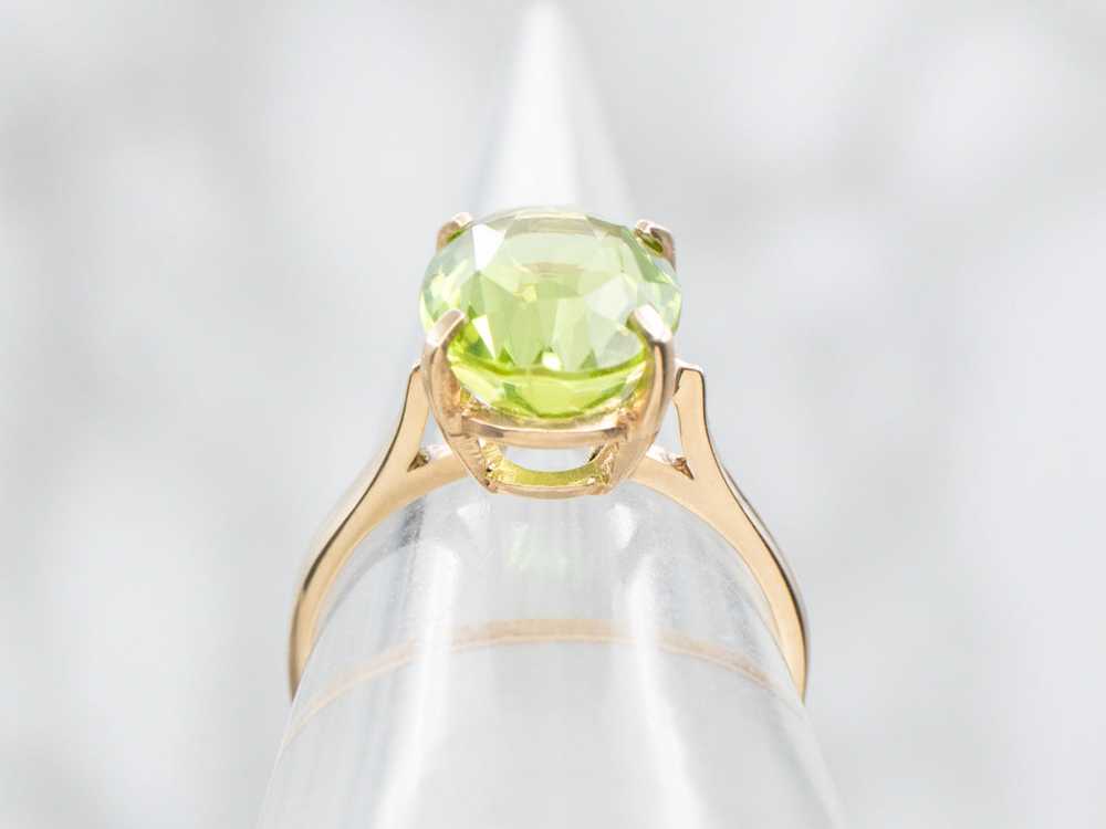 Peridot Solitaire Ring in Four-Prong Setting - image 3