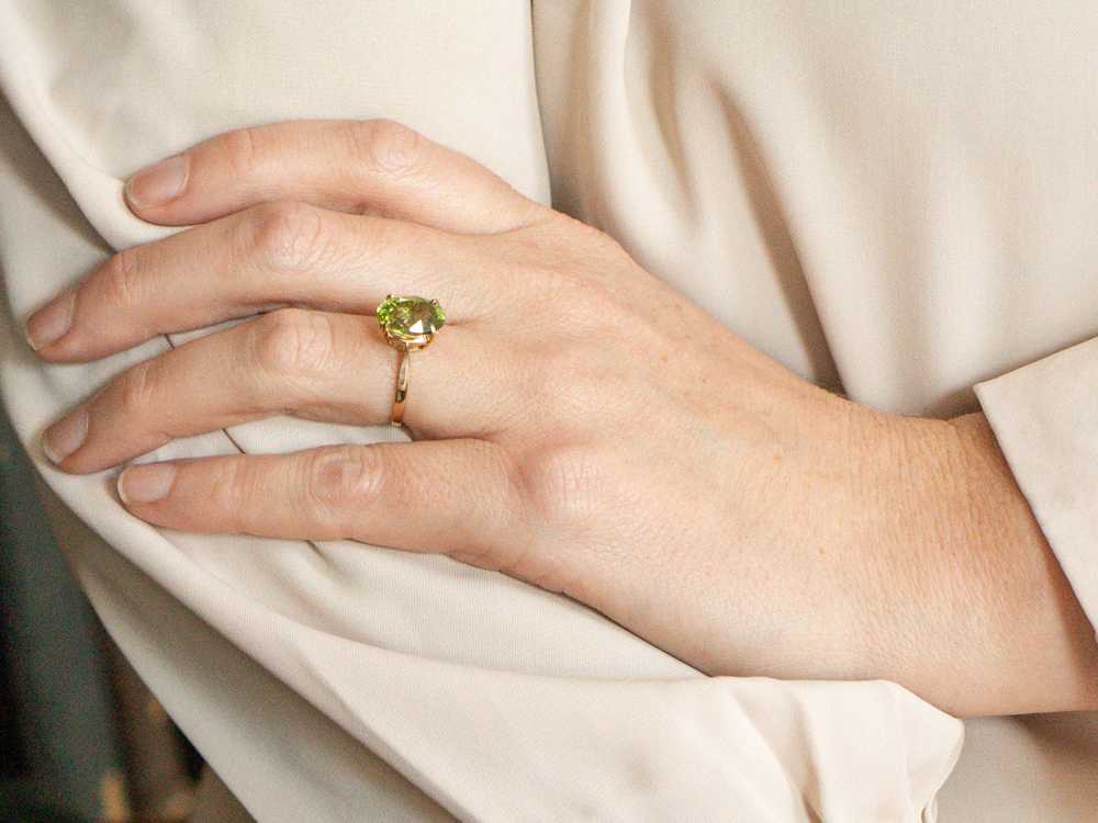 Peridot Solitaire Ring in Four-Prong Setting - image 4