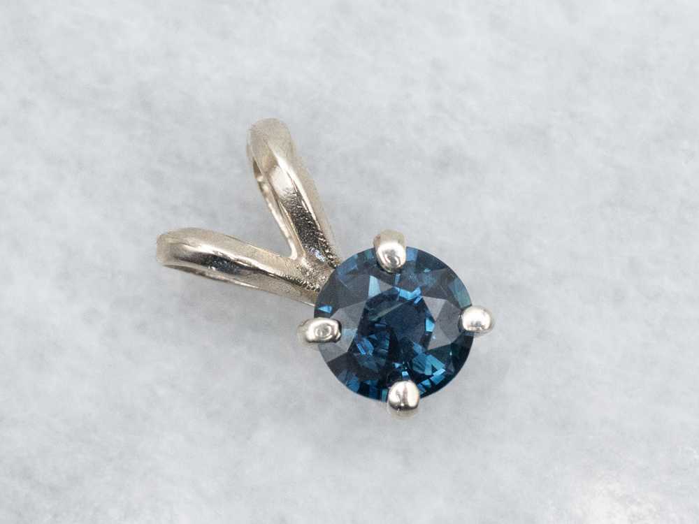 Sapphire Solitaire Pendant in White Gold - image 1