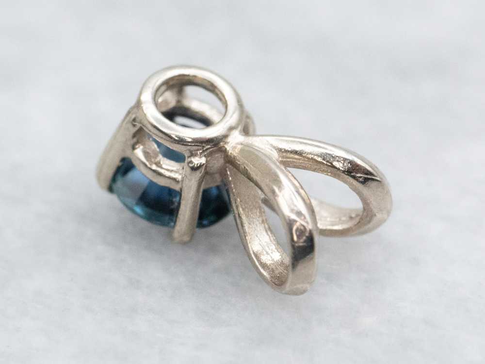 Sapphire Solitaire Pendant in White Gold - image 2