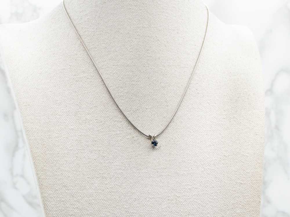 Sapphire Solitaire Pendant in White Gold - image 4