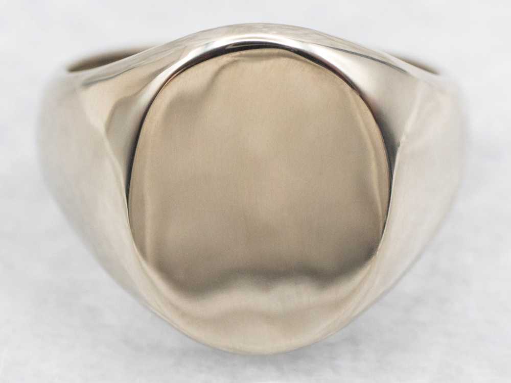 Bold White Gold Signet Ring - image 1