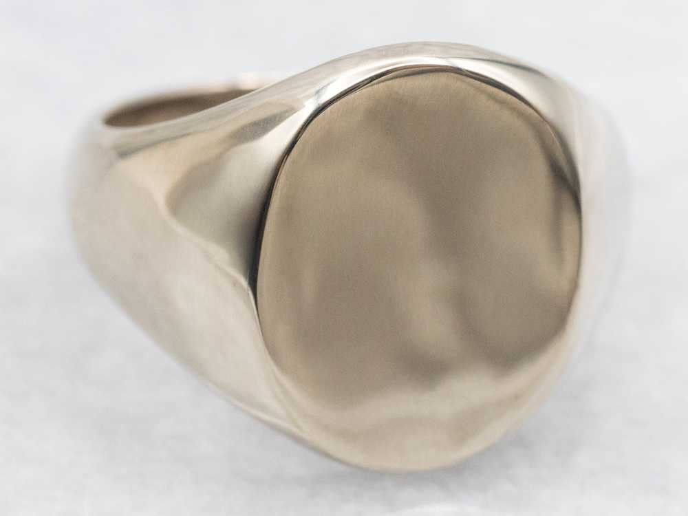 Bold White Gold Signet Ring - image 2