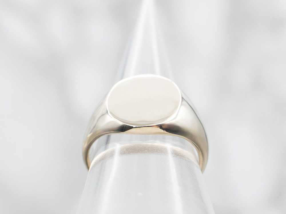 Bold White Gold Signet Ring - image 3