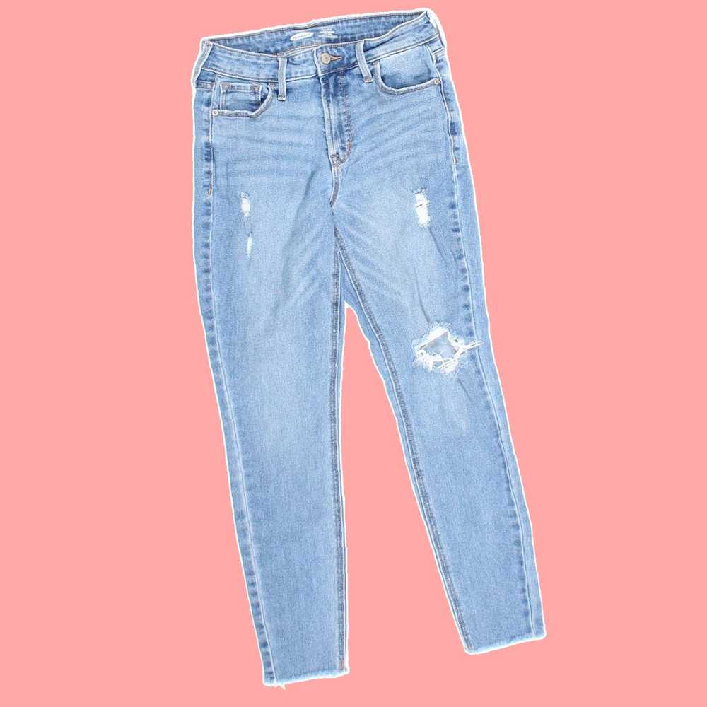 Old Navy Soft Faded Distressed Denim Blue Bottom … - image 1