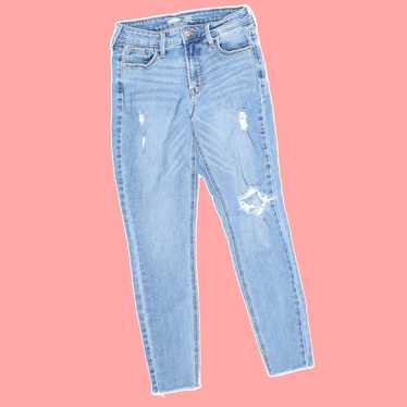 Old Navy Soft Faded Distressed Denim Blue Bottom … - image 1