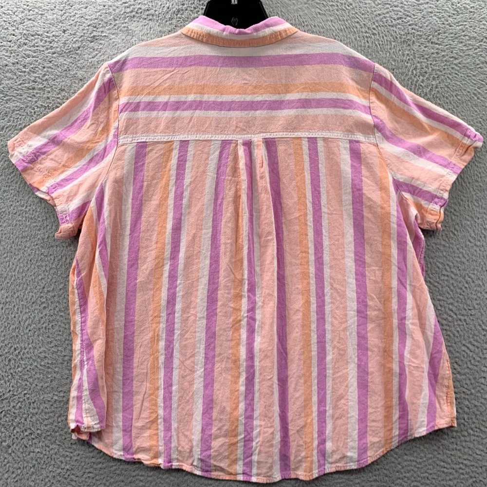 Vintage Womens Striped Short Sleeve Button Up Blo… - image 2