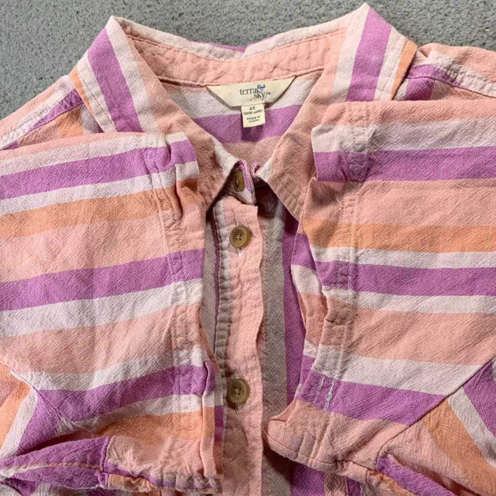 Vintage Womens Striped Short Sleeve Button Up Blo… - image 7